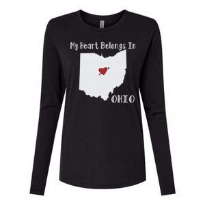 My Heart Belongs In Ohio Womens Cotton Relaxed Long Sleeve T-Shirt