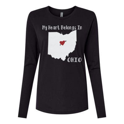 My Heart Belongs In Ohio Womens Cotton Relaxed Long Sleeve T-Shirt