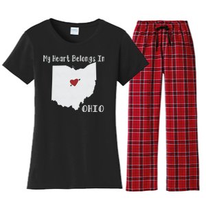 My Heart Belongs In Ohio Women's Flannel Pajama Set