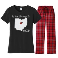 My Heart Belongs In Ohio Women's Flannel Pajama Set