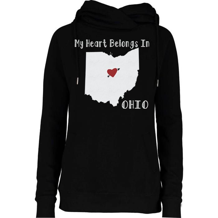 My Heart Belongs In Ohio Womens Funnel Neck Pullover Hood