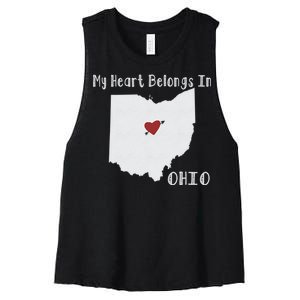 My Heart Belongs In Ohio Women's Racerback Cropped Tank