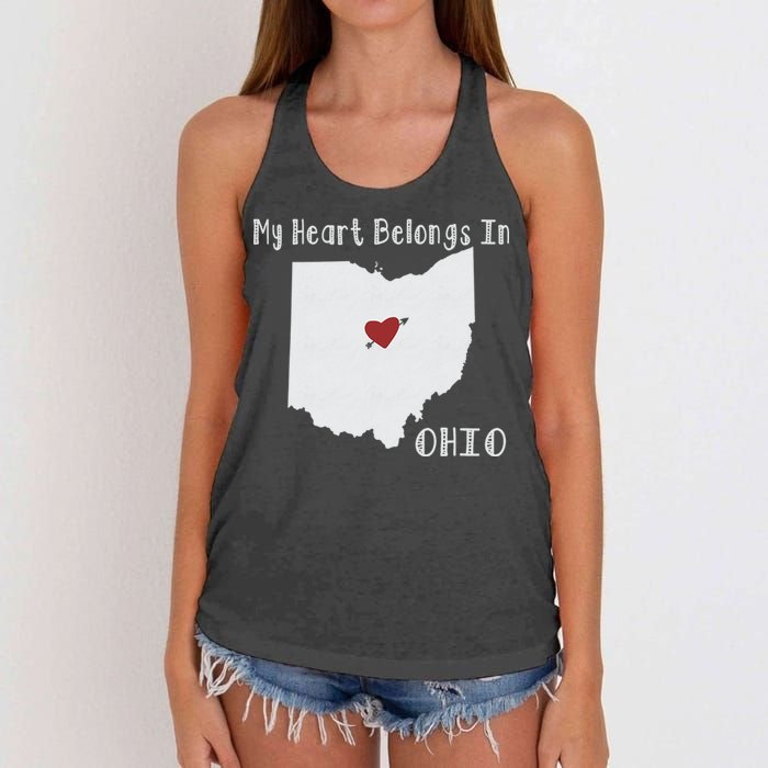 My Heart Belongs In Ohio Women's Knotted Racerback Tank