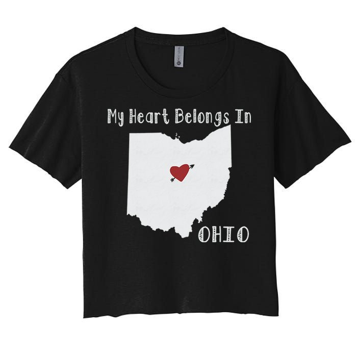 My Heart Belongs In Ohio Women's Crop Top Tee