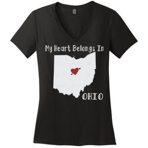 My Heart Belongs In Ohio Women's V-Neck T-Shirt