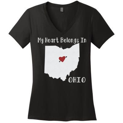 My Heart Belongs In Ohio Women's V-Neck T-Shirt