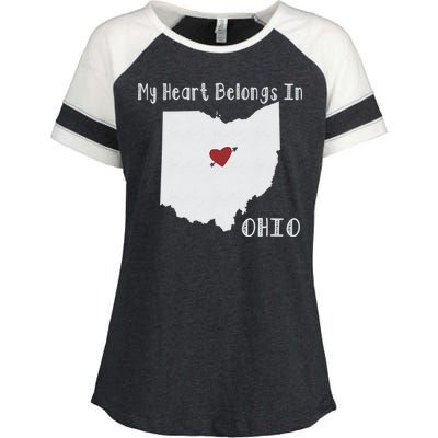 My Heart Belongs In Ohio Enza Ladies Jersey Colorblock Tee