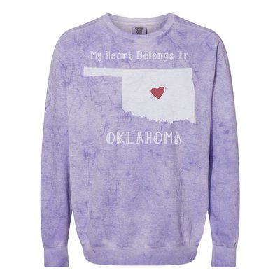 My Heart Belongs In Oklahoma Colorblast Crewneck Sweatshirt