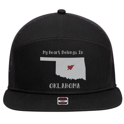 My Heart Belongs In Oklahoma 7 Panel Mesh Trucker Snapback Hat