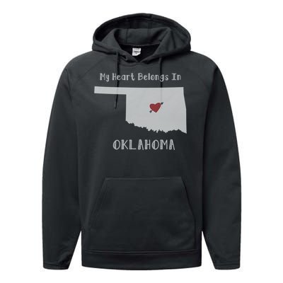 My Heart Belongs In Oklahoma Performance Fleece Hoodie