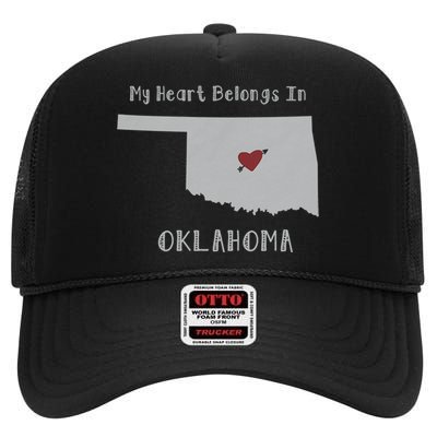 My Heart Belongs In Oklahoma High Crown Mesh Back Trucker Hat