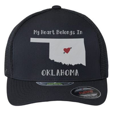 My Heart Belongs In Oklahoma Flexfit Unipanel Trucker Cap