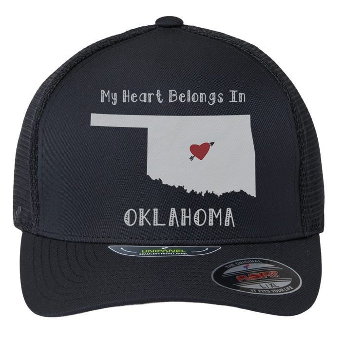 My Heart Belongs In Oklahoma Flexfit Unipanel Trucker Cap