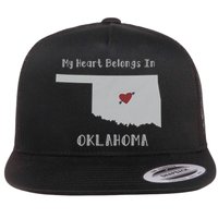 My Heart Belongs In Oklahoma Flat Bill Trucker Hat