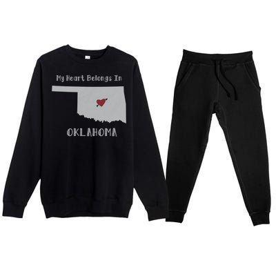 My Heart Belongs In Oklahoma Premium Crewneck Sweatsuit Set