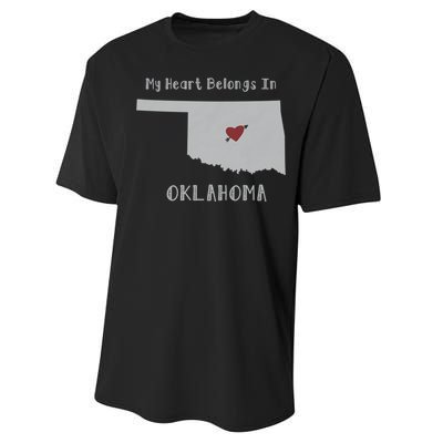 My Heart Belongs In Oklahoma Performance Sprint T-Shirt