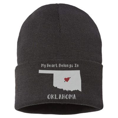 My Heart Belongs In Oklahoma Sustainable Knit Beanie