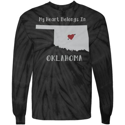 My Heart Belongs In Oklahoma Tie-Dye Long Sleeve Shirt