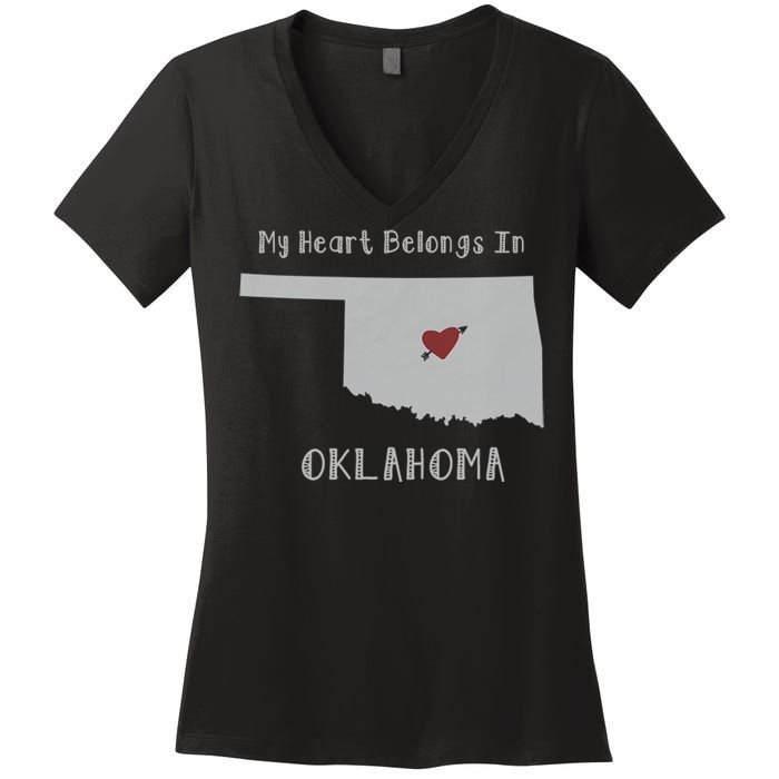 My Heart Belongs In Oklahoma Women's V-Neck T-Shirt