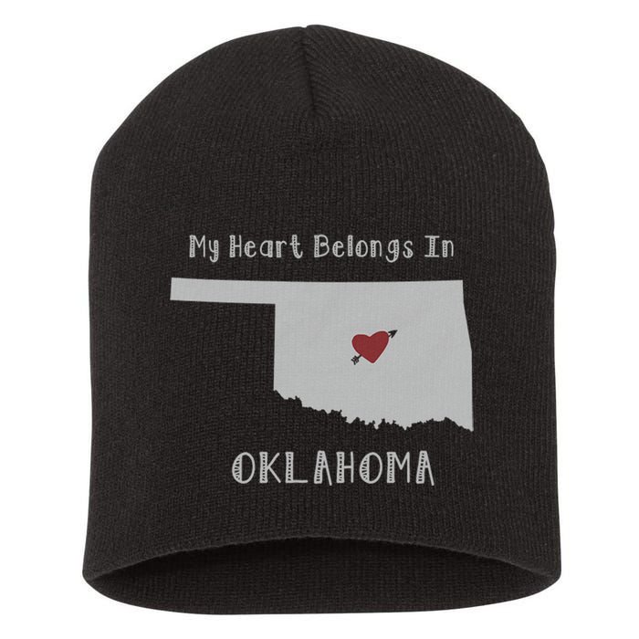 My Heart Belongs In Oklahoma Short Acrylic Beanie