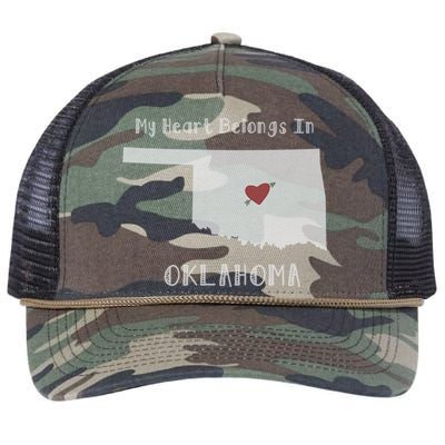 My Heart Belongs In Oklahoma Retro Rope Trucker Hat Cap