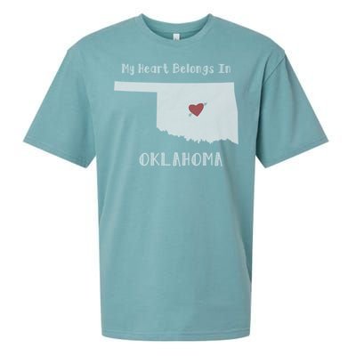 My Heart Belongs In Oklahoma Sueded Cloud Jersey T-Shirt