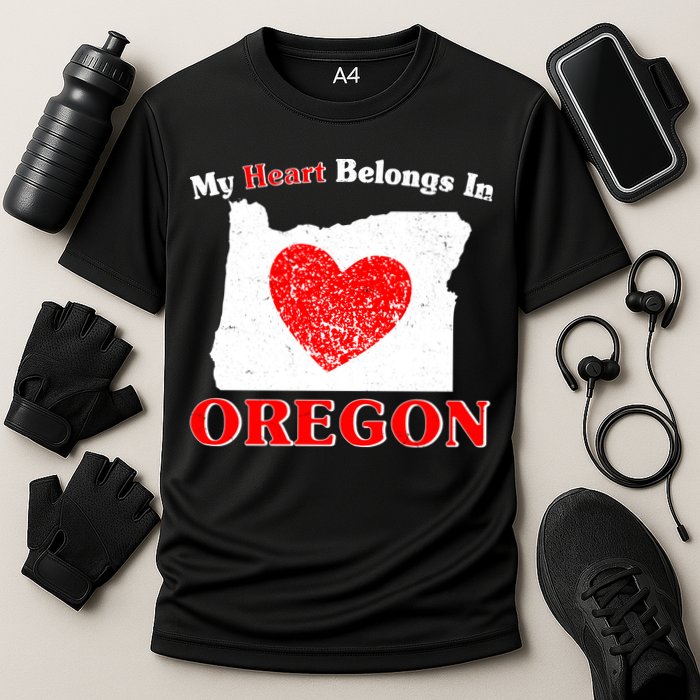 My Heart Belongs In Oregon Cooling Performance Crew T-Shirt