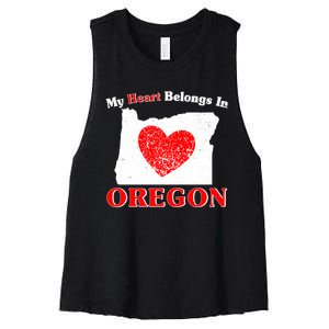 My Heart Belongs In Oregon Women's Racerback Cropped Tank