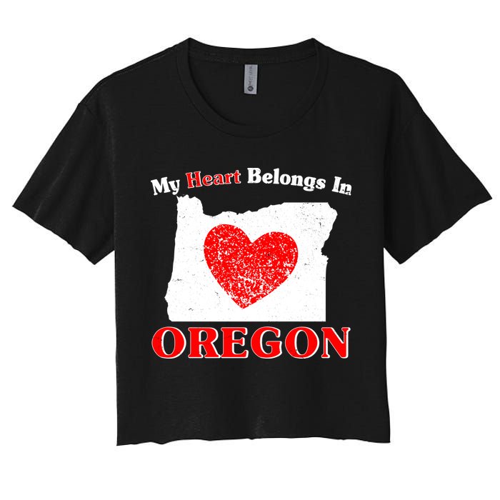 My Heart Belongs In Oregon Women's Crop Top Tee