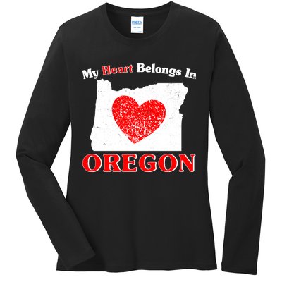 My Heart Belongs In Oregon Ladies Long Sleeve Shirt