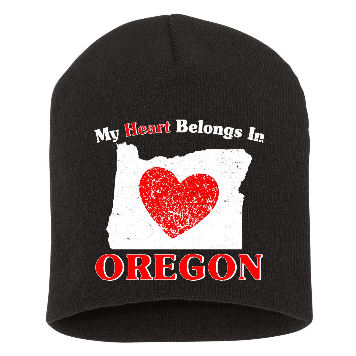 My Heart Belongs In Oregon Short Acrylic Beanie