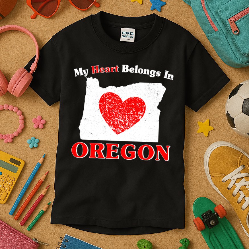 My Heart Belongs In Oregon Kids T-Shirt