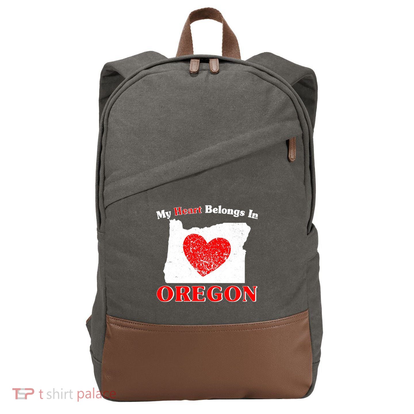 My Heart Belongs In Oregon Cotton Canvas Backpack