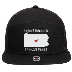 My Heart Belongs In Pennsylvania 7 Panel Mesh Trucker Snapback Hat