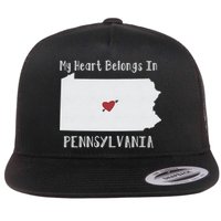 My Heart Belongs In Pennsylvania Flat Bill Trucker Hat