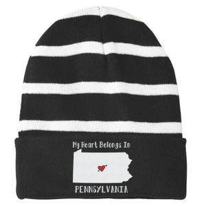 My Heart Belongs In Pennsylvania Striped Beanie with Solid Band