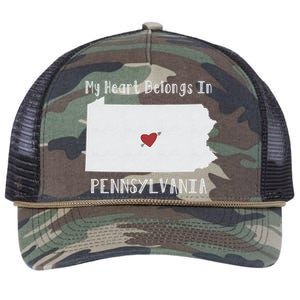 My Heart Belongs In Pennsylvania Retro Rope Trucker Hat Cap