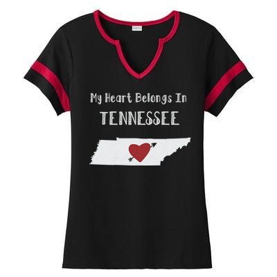 My Heart Belongs In Tennessee Ladies Halftime Notch Neck Tee