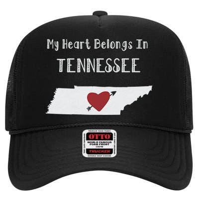 My Heart Belongs In Tennessee High Crown Mesh Back Trucker Hat