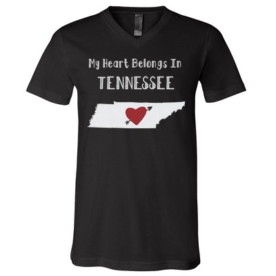 My Heart Belongs In Tennessee V-Neck T-Shirt