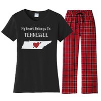 My Heart Belongs In Tennessee Women's Flannel Pajama Set