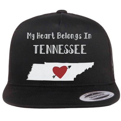 My Heart Belongs In Tennessee Flat Bill Trucker Hat