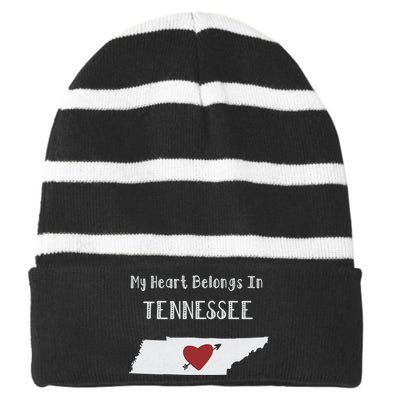 My Heart Belongs In Tennessee Striped Beanie with Solid Band