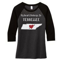 My Heart Belongs In Tennessee Women's Tri-Blend 3/4-Sleeve Raglan Shirt