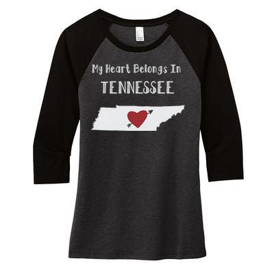 My Heart Belongs In Tennessee Women's Tri-Blend 3/4-Sleeve Raglan Shirt