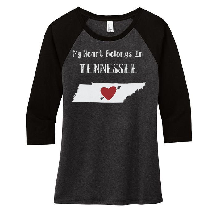 My Heart Belongs In Tennessee Women's Tri-Blend 3/4-Sleeve Raglan Shirt