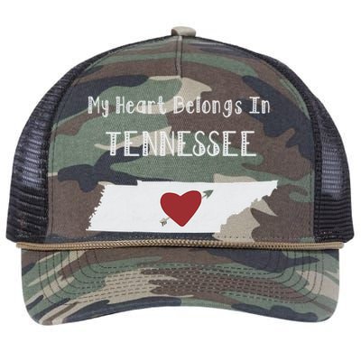 My Heart Belongs In Tennessee Retro Rope Trucker Hat Cap