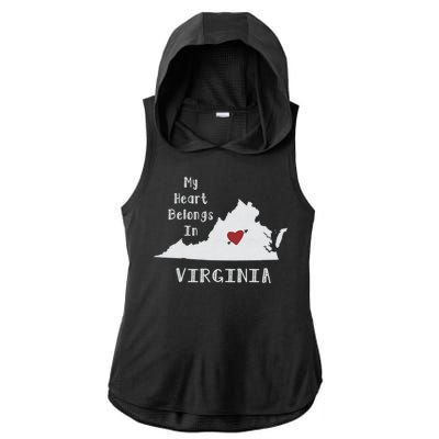 My Heart Belongs In Virginia Ladies PosiCharge Tri-Blend Wicking Draft Hoodie Tank