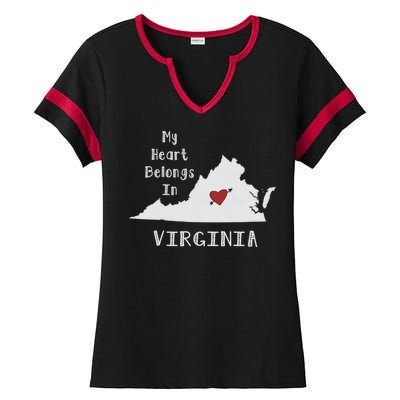 My Heart Belongs In Virginia Ladies Halftime Notch Neck Tee