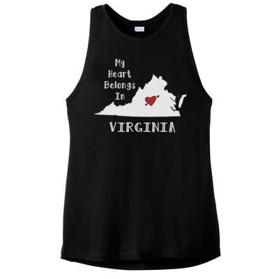 My Heart Belongs In Virginia Ladies PosiCharge Tri-Blend Wicking Tank